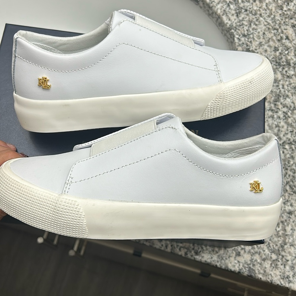 Lauren Ralph Lauren leather slip on shoe 
White Size 6 Women